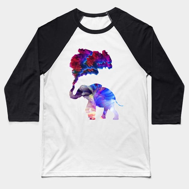 Rainbow Elephant Baseball T-Shirt by amyskhaleesi